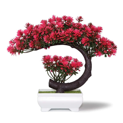 yoerm Small Artificial Plants Greenery Desktop Bonsai - Magenta Fake Plants for Home Decor Indoor Bookshelf Office Desk Bathroom Room Decor Tall 8.5" A.H.S.STORE