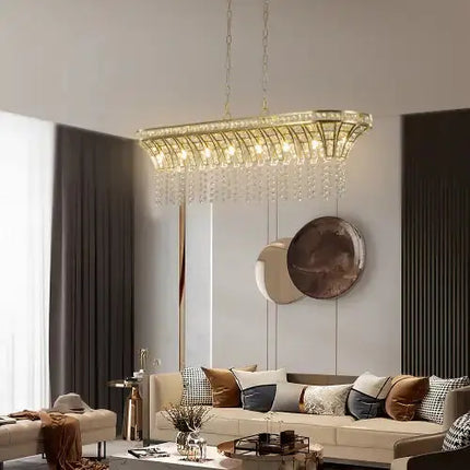 Modern Champagne Gold Kitchen Island Lamp - Oval Crystal Ceiling Chandelier Unavailable Platform- Temu A.H.S.STORE