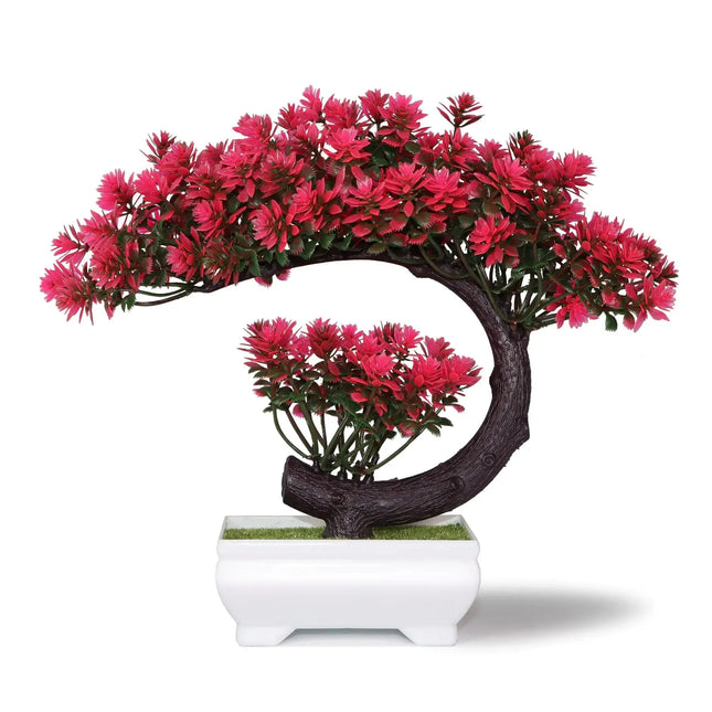 yoerm Small Artificial Plants Greenery Desktop Bonsai - Magenta Fake Plants for Home Decor Indoor Bookshelf Office Desk Bathroom Room Decor Tall 8.5" A.H.S.STORE