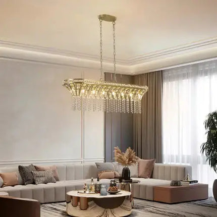 Modern Champagne Gold Kitchen Island Lamp - Oval Crystal Ceiling Chandelier Unavailable Platform- Temu A.H.S.STORE