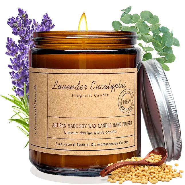 Scented Candles 7oz Lavender Eucalyptus Candles for Home Scented Aromatherapy Candle Soy Wax Candle Gifts for Women Stress Relief and Relax Gift Birthday Gifts Valentine Day Gifts A.H.S.STORE