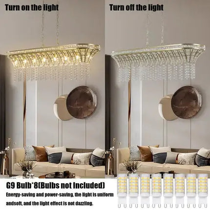 Modern Champagne Gold Kitchen Island Lamp - Oval Crystal Ceiling Chandelier Unavailable Platform- Temu A.H.S.STORE