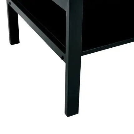 Glass Lift Top Coffee Table, Modern Simple 2-Layer Tempered Glass Coffee Table For Living Room, Black A.H.S.STORE
