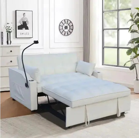 Modern Velvet Double Sofa Bed With Pull-out Bed 3-in-1 Convertible Sofa Bed A.H.S.STORE