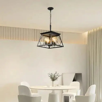 4 Lights Farmhouse Chandelier For Dining Room Black - No Bulbs Unavailable Platform- Temu A.H.S.STORE