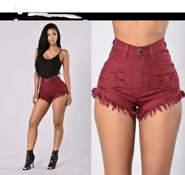 Women's Stretchy Frayed Denim Hot Pants Shorts A.H.S.TechGadgetsSTORE