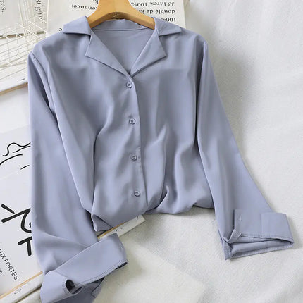 Chic Loose-Fit Chiffon Long Sleeve Shirt for Women A.H.S.TechGadgetsSTORE