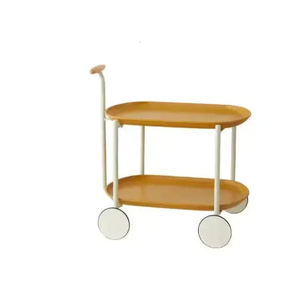 Movable Small Pushcart Inimalist Style Coffee Table Storage Cart Double-layer Modern Sofa Side Bedroom Leisure A.H.S.STORE