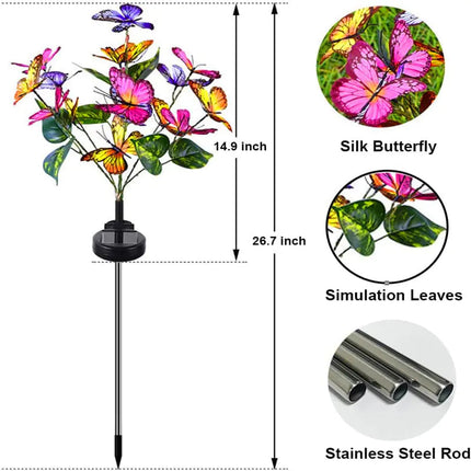 New Outdoor Solar LED Butterfly String Lights for Gardens A.H.S.STORE