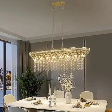 Modern Champagne Gold Kitchen Island Lamp - Oval Crystal Ceiling Chandelier Unavailable Platform- Temu A.H.S.STORE